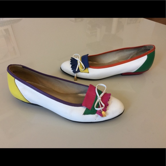 8 leather loafers colorblock bow low block heel - Picture 3 of 8